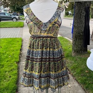 Colorful chiffon ruffled lined Dress